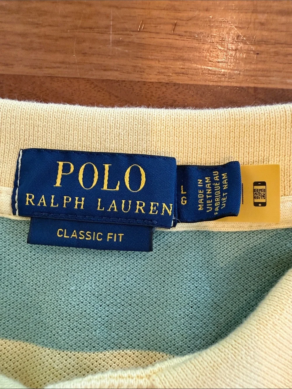 Polo Ralph Lauren classic fit Yellow Striped Mens Polo Shirt sz L